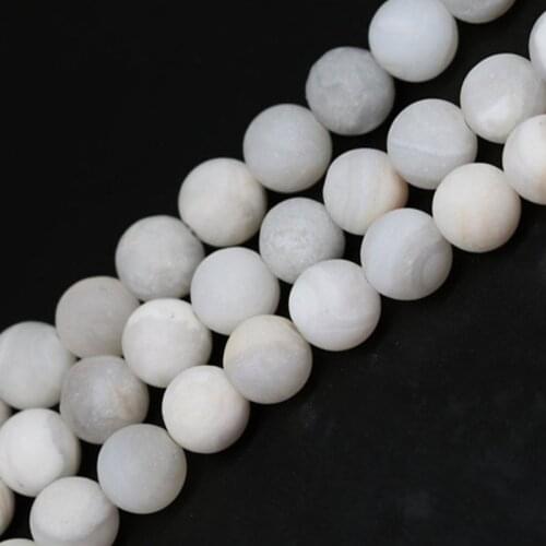4-14mm Natural Round Matte Frost White Stripe Crazy Lace Agates Beads For Jewelry Making Beads 15'' Needlework DIY Beads Trinket
