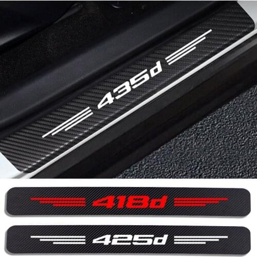 4PC Car Door Sill Anti kick Stickers Scuff Anti Scratch Carbon Fiber Auto Door Sticker FOR BMW 418d 420d 425d 430d 435d styling