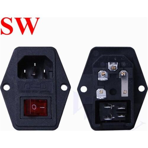 5pcs Arcade Computer Cabinet Switched Power Socket Connector 10A 250V 3Pin IEC320 C14 lighting with Fuse Holder for Game Machine