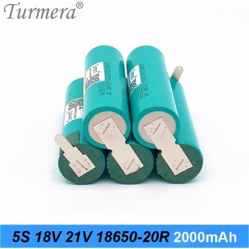 5S Battery Soldering Battery 18V 21V INR18650-20RM 2000mAh 20A for 18V Screwdriver Shurika Shura and Vacuum Cleaner Use Turmera