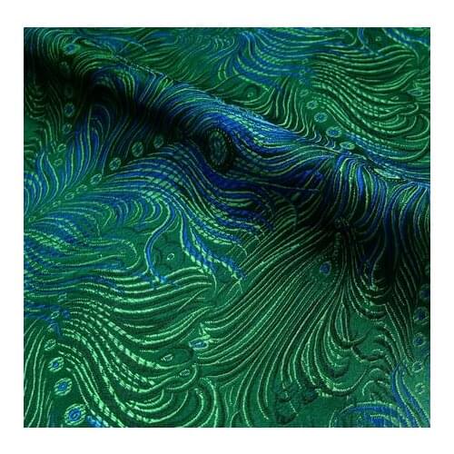75cm*100cm DIY blue-green brocade fabric costume antique peacock tail cheongsam dress fabric brocade cloth clothing COS fabric