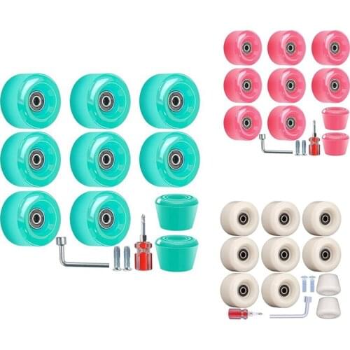 8 Pcs 82A Roller Pulley with Mounting Bearing and 2 Toe Plug,for Outdoor or Indoor Use Double-Row Skating,58X32mm