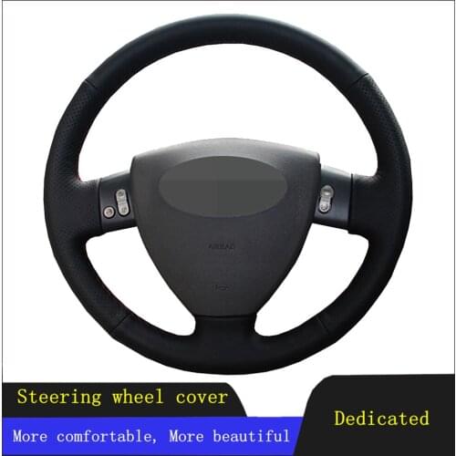 Car Products DIY Car Accessories Steering Wheel Cover Black Hand-stitched Genuine Leather For Chery A3 2008 2009 2010 Old A3