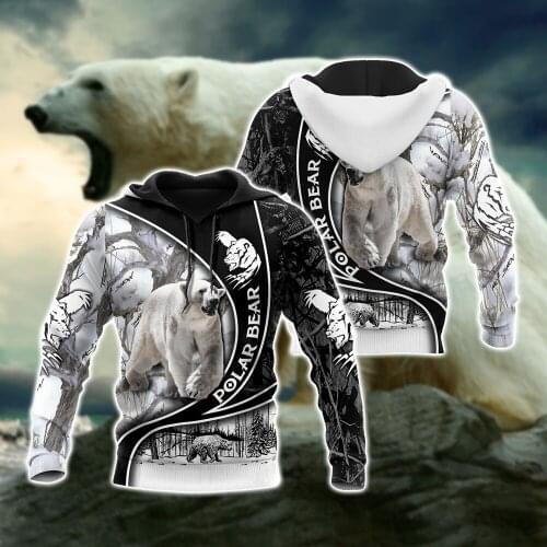 Polar Bear Hunting 3D All Over Printed Mens Autumn Hoodies Sweatshirt Unisex Streetwear Casual Zip Jacket Pullover KJ489