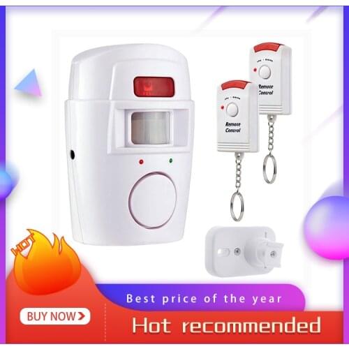 PIR Motion Sensor Alarm Wireless Home Garage Caravan 2 Remote Controls Security PIR Motion Detectors for Home Caravans