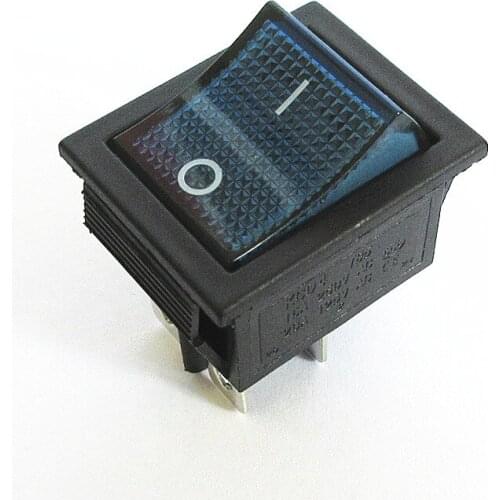 KCD4 Boat Switch Rocker Power Button 4- Foot Blue with Lamp 16A 250V 31x25 Switches