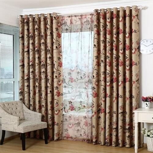 Beautiful High Shading Blackout Curtains for Living Room Bedroom Kitchen Red Floral Home Decorative Drapes Window Treatments