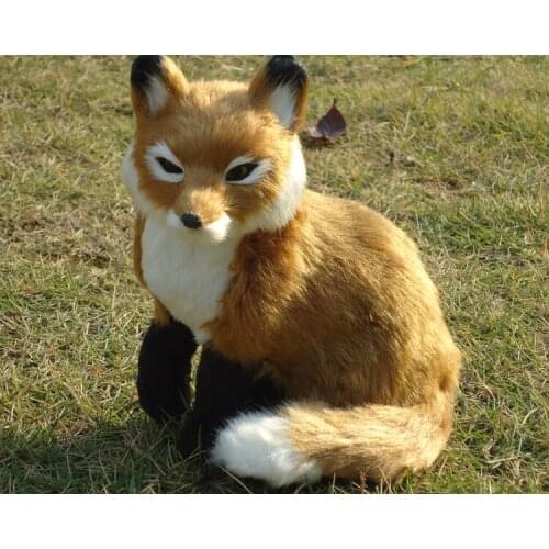 Simulation fox brown fox about 18x12x16cm fox model home decoration gift h1420