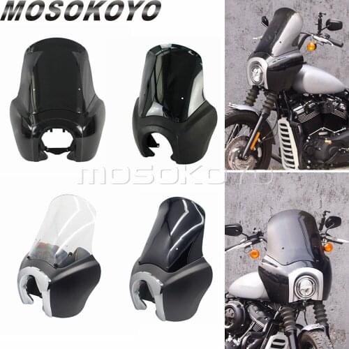 Motorcycle Headlight Fairing 15" Windscreen Head Lamp Front Mask Cowl for Harley Softail Street Bob Standard FXST FXBB 2018-2021
