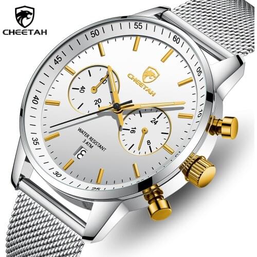Men Watch CHEETAH Top Brand Fashion Quartz Watches Mens Stainless Steel Casual Sport Waterproof Wristwatch Relogio Masculino