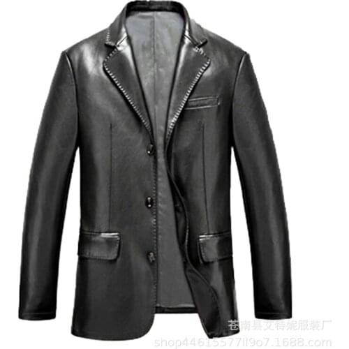 Men High-grade Slim Fit Leather Coat PU Leather Blazer Men Brand New Suit Jacket Casual Slim Fit Motorcycle Leather Jacket
