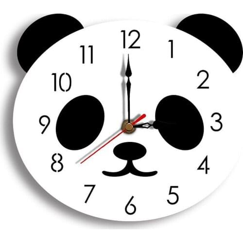 Cartoon Head Panda Clock Wall Hanging Ornaments Acrylic Wall Clock Self Adhesive Living Room Hanging Clock Wall Ornaments