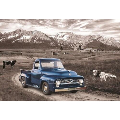 Natural landscape farm Mosaic Round 5D DIY Diamond Painting Classical car 3D Embroidery Cross Stitch picture of Rhinestones TY43