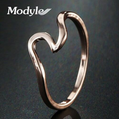 Modyle 2020 NEW Rose Gold Color Wave Ring Wedding Ring For Women Jewelry Accessories Engagement Ring Women Dress Party Gifts