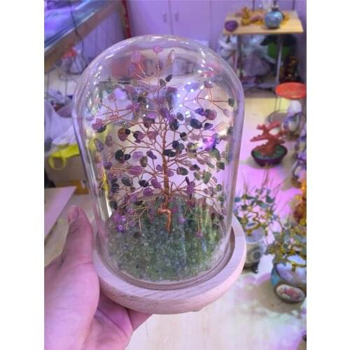 New arrivals natural tourmaline quartz crystal lucky tree reiki healing gemstone crystal tree meditation for home decoration