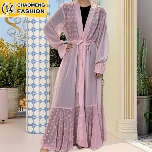 New Design Middle East Ramadan Muslim For Women Lovely Kaftan Modest Kimono Chiffon Open Abaya Dubai Turkey Islamic Clothing