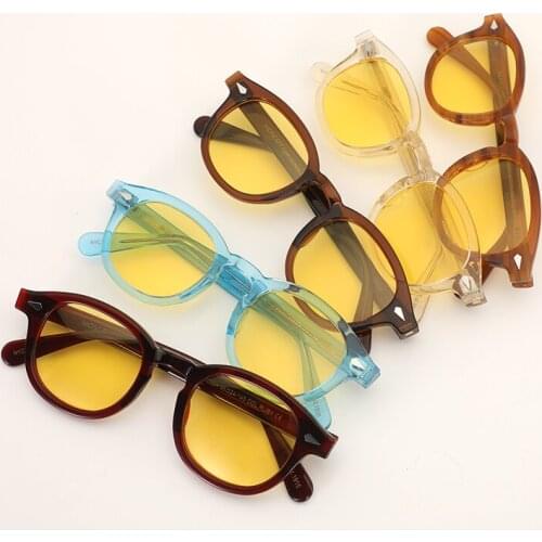 Night-Vision Glasses Men Women Johnny Depp Polarized Sunglasses Acetate Glasses Frame Brand Design Vintage Style Anti Glare