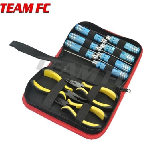 1/10 Screwdriver Hexagon Socket Slotted Diagonal Cutter Ball Link Plier Tools Kit Box Set for RC Quadcopter Helicopter Car S256