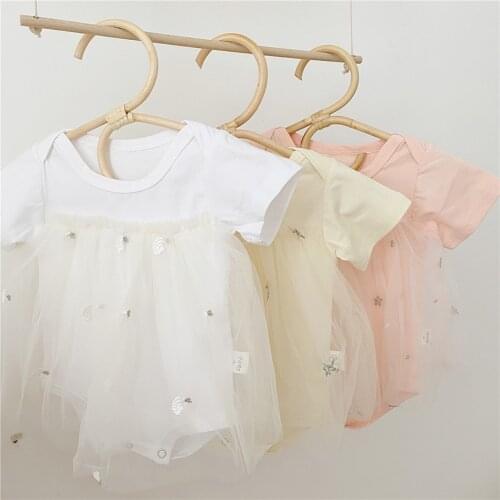 Newborn Infant Baby Girls Princess Short Sleeve Romper Dress Clothes Outfit 2021 Summer white girls mini dress