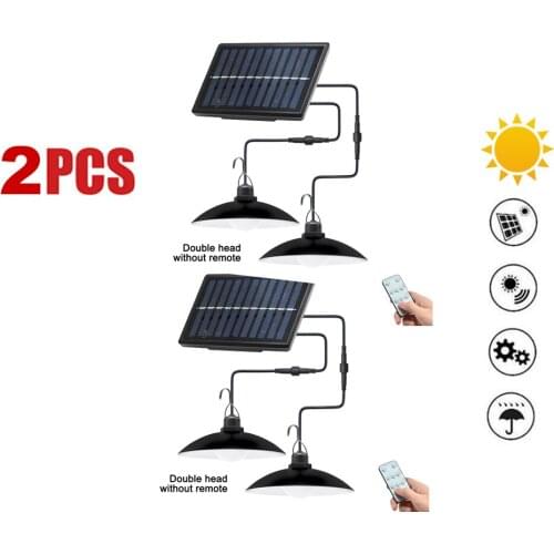 2pcs Retro Lampshade Solar Pendant Light Outdoor Chandelier Waterproof Indoor Timing Solar Lamp Line Suitable for Courtyard Gard