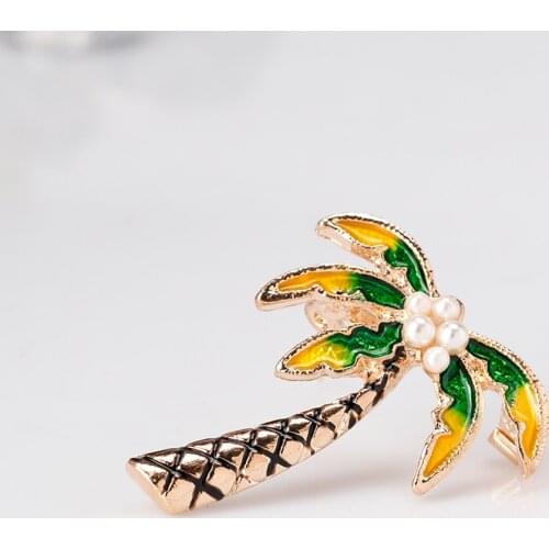 Holiday Beach Lapel Pin Coconut Tree Brooch Scarf Clips Badge for Women Decoration Jewelry Clothes Accessories
