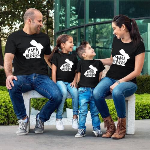 Family Tshirt Easter Buuny Outfit Mummy Daddy Daughter Son Baby Toddler Girls Boys T Shirt Mommy And Me Matching Clothes Tees