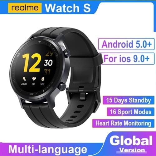 Realme Watch S Smart Watch 1.3'' Auto Brightness Touchscreen Real-time Heart Rate Monitoring IP68 Water Resistant Smart Control