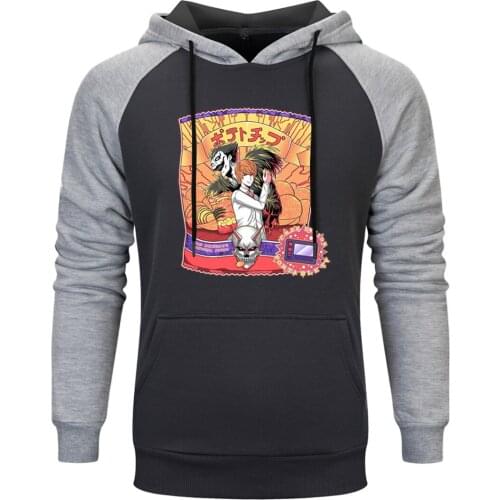 Death Note Raglan Hoody For Mens Hip Hop Streetwear Sweatshirts and Hoodie Leisure Tops Clothing Fashion Casual Tracksuits Homme