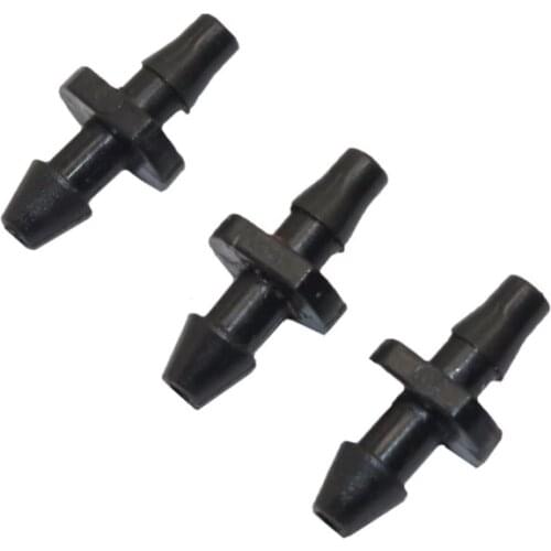 50 pcs 1/8" barbed connector double ways Used to splice our 3/5mm water pipe tubing together 3/5mm garden hose