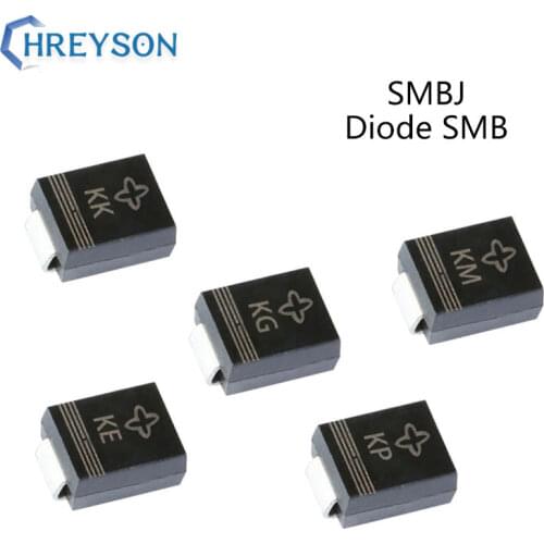 50Pcs SMD TVS Diodes SMBJ58A SMBJ60A SMBJ64A SMBJ70A SMBJ75A SMBJ78CA SMBJ85CA SMBJ90CA SMBJ100CA SMBJ110CA 600W 5V-440V SMB
