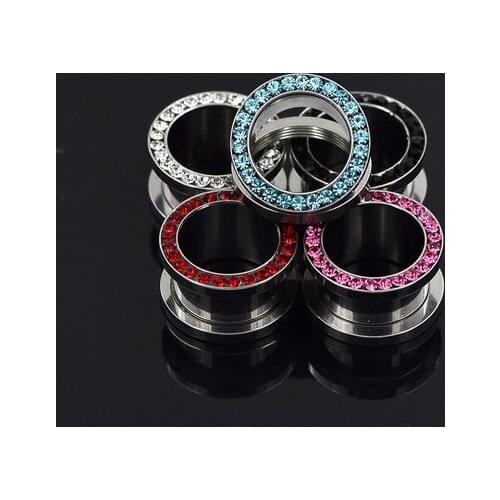 Lot 50pcs Body Jewelry -Crystal Gems Ear Tunnels Expanders Ear Plugs Flare Plugs Free Shippment 3mm-16mm