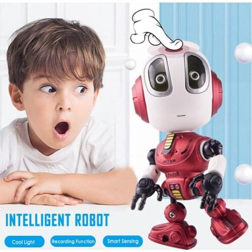 Smart Talking Alloy Robot Toy Head Touch Sensor Toys Gift Robot DIY Gesture Electronic Removable Doll Toy LED Light Alloy Robot