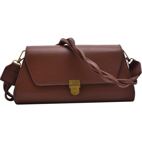 Vintage Cross-body PU Bag for Women 2021 New Trend Underarm Retero Design Versatile Instagram Chain Baguette Bag