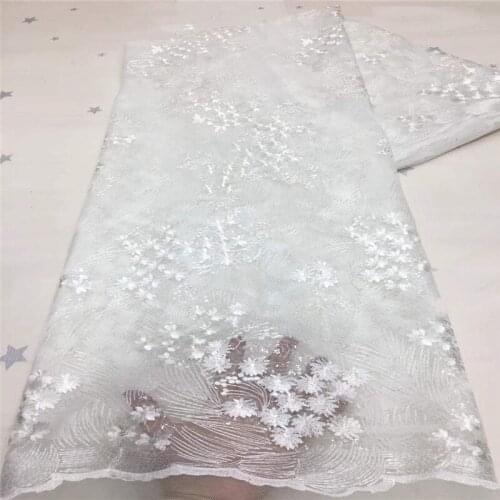 Nigerian Sequins Lace Fabric 2021 white High Quality Sequins African Net Lace Fabric for party dress French Tulle Mesh Lace