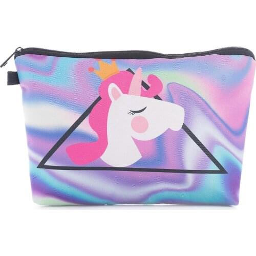 Ladies Cartoon Cute Unicorn Travel Wash Bag High Quality Cosmetic Bags Cases Student Zipper Storage Pencil Case Customizable