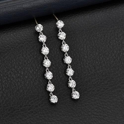 11.11 fashion round cubic zirconia long boho earrings for women engagement party jewelery accessories best Christmas bijoux gift