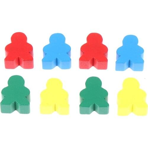 10Pcs 4 Colors Wooden Humanoid Pawn Chess Pieces Board Game Toys Accessories
