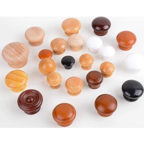 10PCS Single Hole Round Solid Wood Cabinet Handles and Knobs Drawer Door Pulls Furniture Hardware