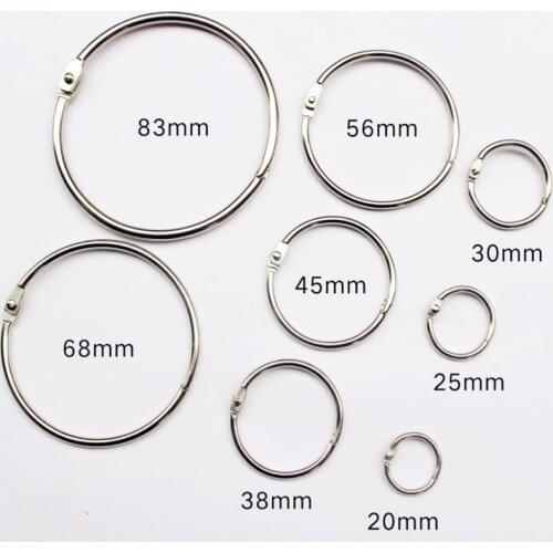 10pcs/lot Metal Loose Leaf Book Binder Hinged Rings Keychain Album Scrapbook Craft 20-83mm