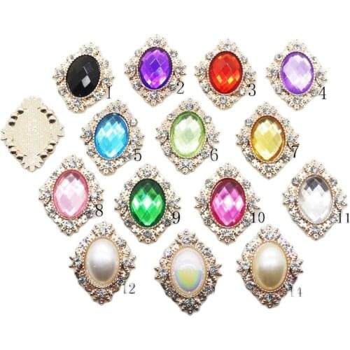 ZMASEY Sale Price Metal Buttons 10Pcs/Lot 25*32mm Sewing Rhinestones Alloy Button Handwork Decorative Ribbon Accessories