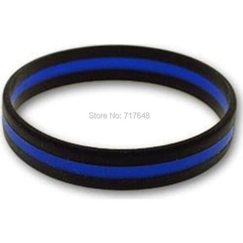 1000pcs triband Thin blue Line wristband silicone bracelets free shipping by FEDEX express