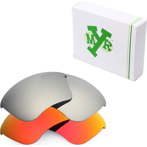 2 Pairs Mryok POLARIZED Replacement Lenses for Oakley Half Jacket XLJ Sunglasses Silver Titanium & Fire Red