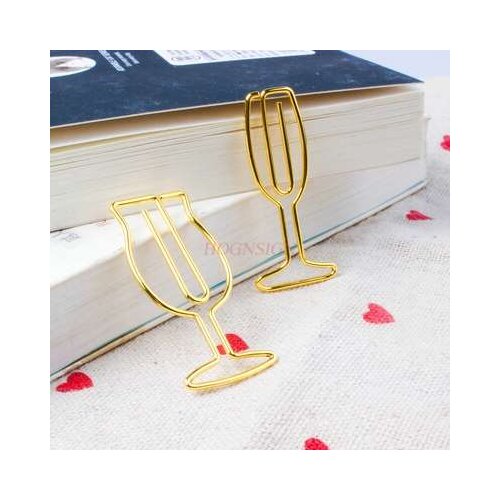 4pcs Personalized Wine Glass Electroplated Shaped Paper Cute Paper Clip Shape Cartoon Pin