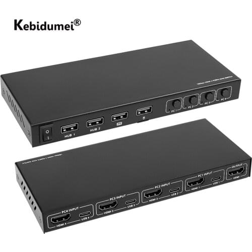 4K USB KVM Switch Box HDMI-compatible Video Display USB Switch Splitter For 2 PC Sharing Keyboard Mouse Printer Plug And Play