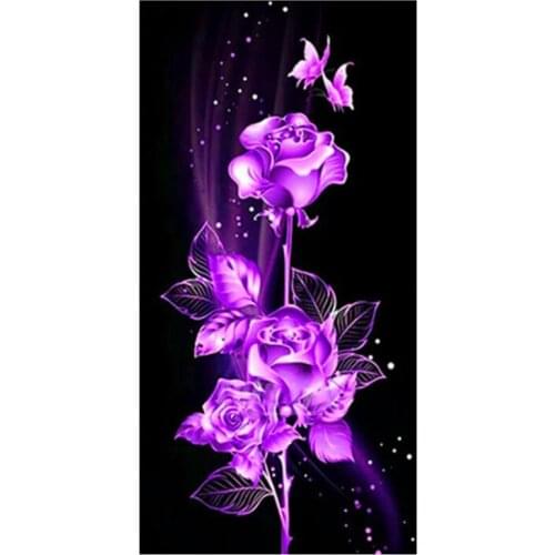 5D Diy Diamond Painting Purple Rose Full Square Round Diamond Embroidery Flower Entrance Wall Stickers For Baby RoomsZP-4318