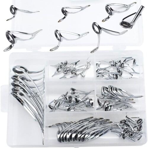 65pcs/set * Lure Guide Rring Double Foot Sea Pole Coil Loop Ceramic Sea Rod Wire Tip Rvs Keramische Ring Fishing Accessories