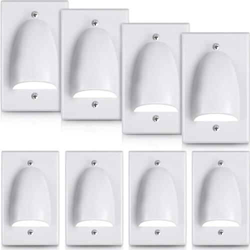 8 Pcs Single Gang Bundled Cable Wall Plate Recessed Internal Cable Plate Cable Dust-Proof Plate Audio Video Cable Plate