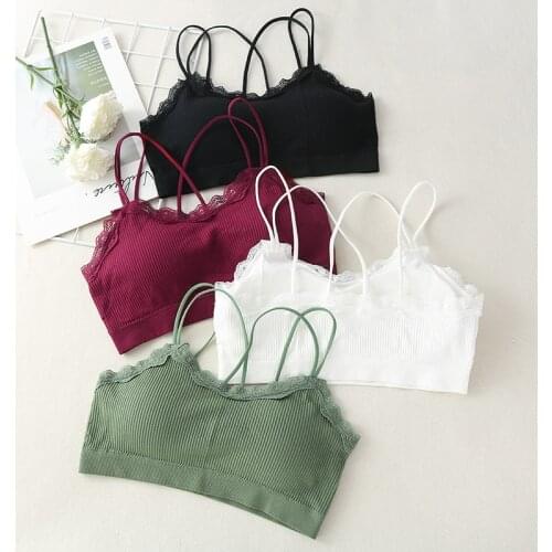 Seamless Thread Sexy Lace Cross Sling Wrapped Chest Waistcoat Without Steel Ring Fitness Bra Underwear Sports Bra for Women Gym