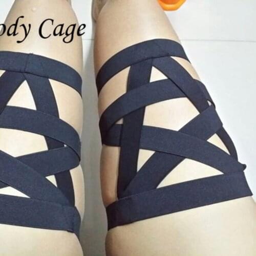 Body Cage 1pc Leg Sexy Punk Goth Harajuku Garter Belt pentagram Harness Bondage Lingerie thigh Leg Straps Sexy Cospaly