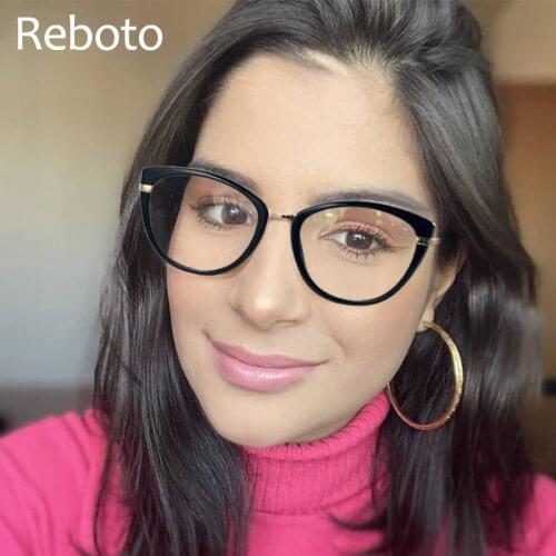 Black Cat Eye Glasses Frame Women Fashion Black Transparent Computer Anti Blue Light Optical Spectacle Decorative Glasses